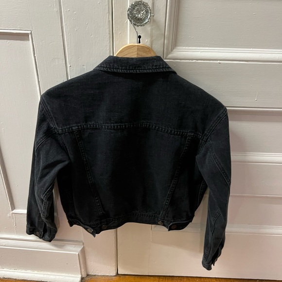 Cropped black denim jacket - Picture 4 of 4